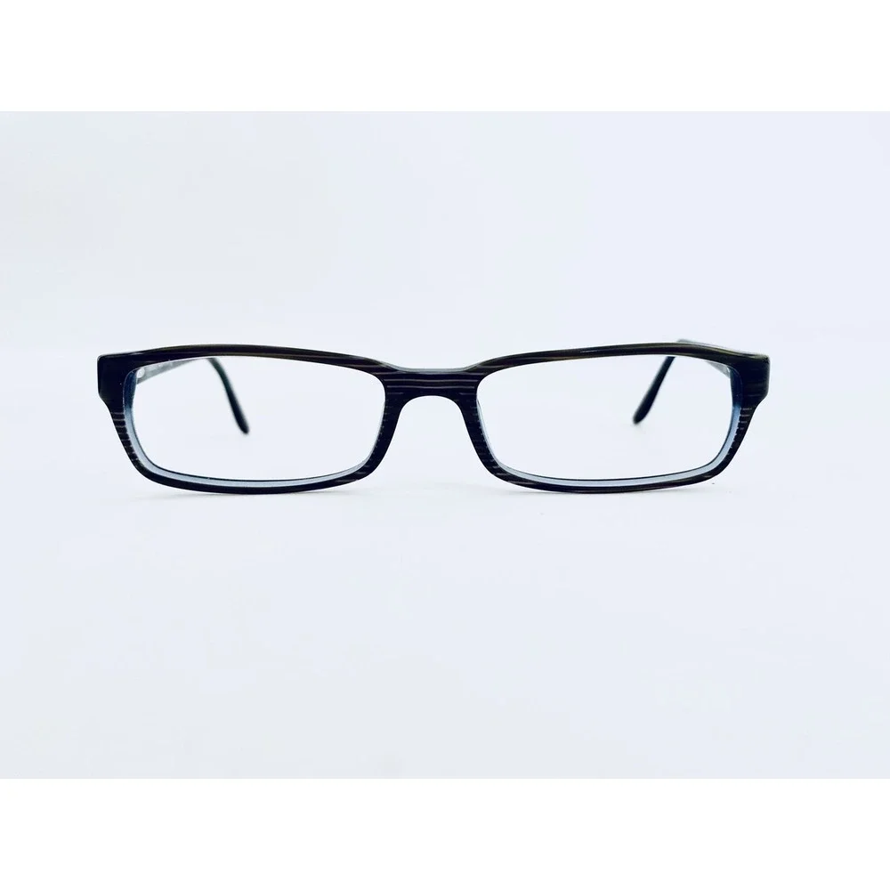 Versace Brown Blue Lucite Wood Style Rectangular Glasses Italy MOD 53 17 135